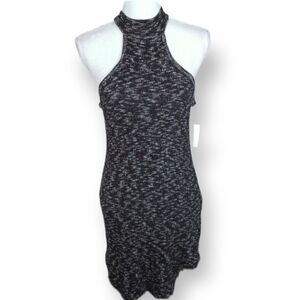 BLACK BEAD BLACK & WHITE MARBLED TURTLENECK SWEATER DRESS SZ.L NWT